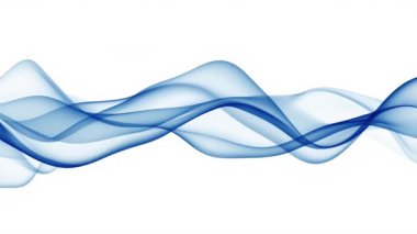 Beyaz Arkaplan üzerinde zarif Mavi ve Beyaz Akan Dalga Tasarımı, 4k canlandırma animasyonu görüntüsü, yatay