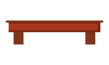 Vektör ahşap masa geleneksel Japon tepsisi beyaz arkaplanda izole çizgi film tarzında boş mobilyalar