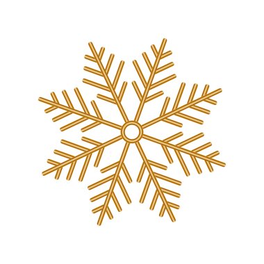 Beyaz arkaplanda izole edilmiş vektör altın kar tanesi 3D gerçekçi noel süslemesi