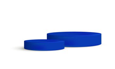 Mavi podyum kürsünün temel ürün standının arka planında 3D görüntüleme