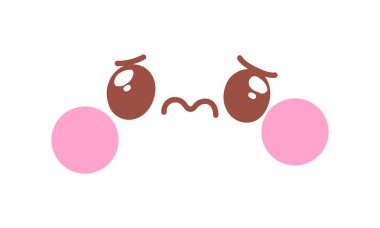 Beyaz arkaplana vektör eli çizilmiş kawaii yüzü