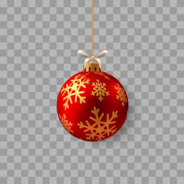 Şeffaf arkaplanda gerçekçi bir noel balosu süsü