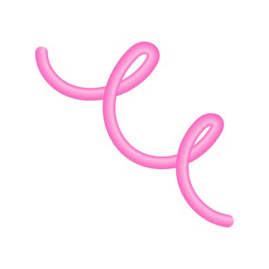 Beyaz üzerine vektör gerçekçi pembe üç boyutlu spiral çizgiler