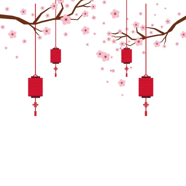 Çin Yeni Yıl Festivali geçmişi için vektör dekoratif sakura ağacı
