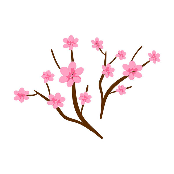 Vector realistic cherry blossom branch background
