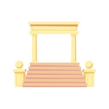 Ön görünümü iyonik sütunlara sahip klasik Yunan mimarisi binası