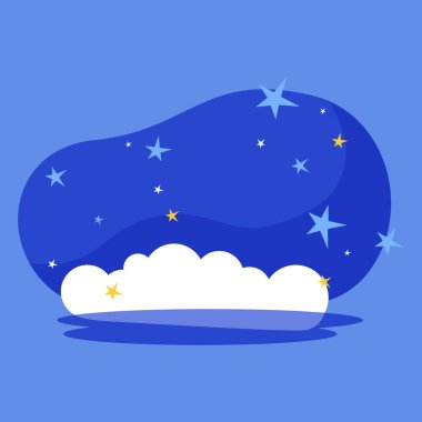 Yıldızlı kabarık bulutlu gece sahnesi