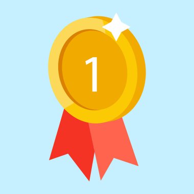 Vektör altın madalyası. Her amaçla birinci sırada harika tasarım. Ödül kazanan vektör illüstrasyonu.