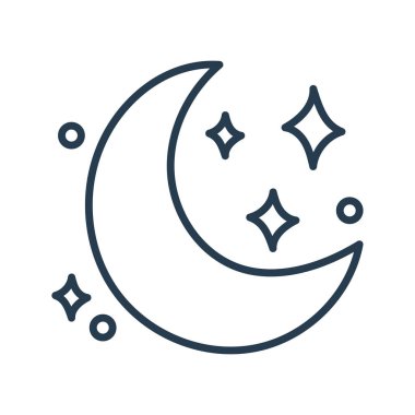 Yıldızlı vektör ay gökyüzü boşluğu düz çizgi film renklendirmesi