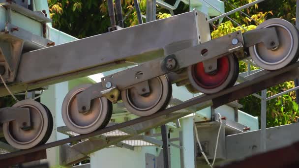 Rolling Wheels Cableway Benalmadena Spain Rollers Makes Cable Cars Move — Stock Video