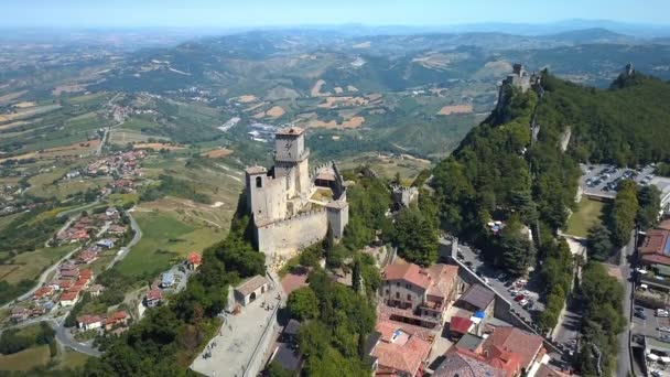 Vista Aérea Paisagem Aldeia San Marino Dos Países Mais Pequenos — Vídeo de Stock