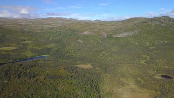 De luchtfoto van de groene berg in Noorwegen — Stockvideo