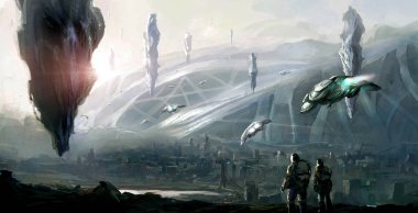 Bilim kurgu sahnesi, Dijital resim.