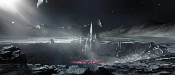 Uzaylı gezegen inşaatı, dijital resim.