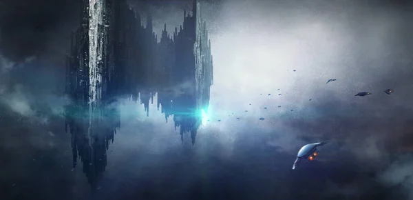 Bilim kurgu sahnesi, Dijital resim.