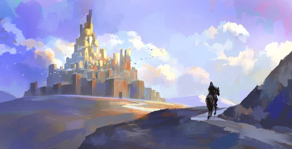 Knights Medieval Castle Digital Painting — Stock Photo, Image