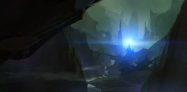 Kanyonda korku sahneleri, dijital tablolar..