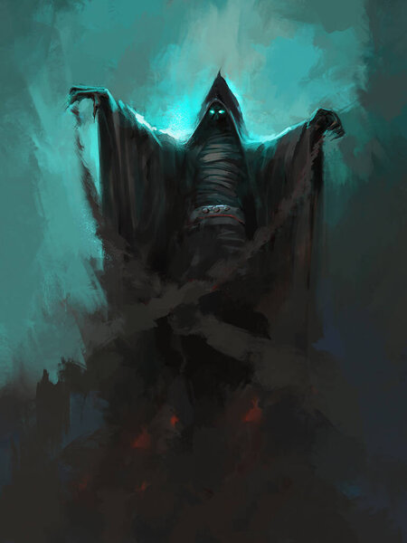 Bleach is performing magic, digital painting.