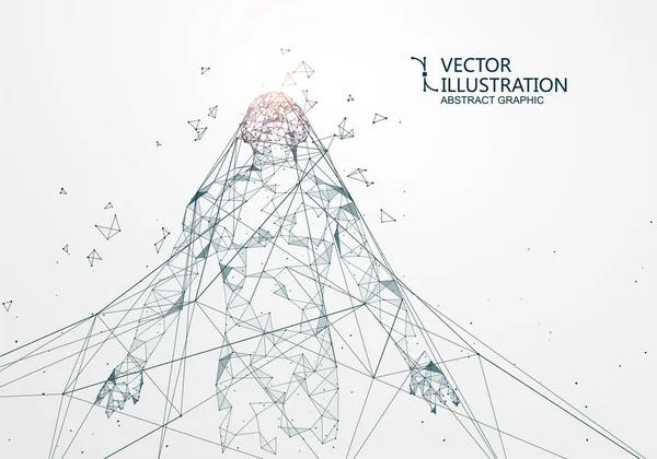 Homem Que Saiu Correndo Rede Conexão Rede Transformada Ilustração Vetorial —  Vetores de Stock