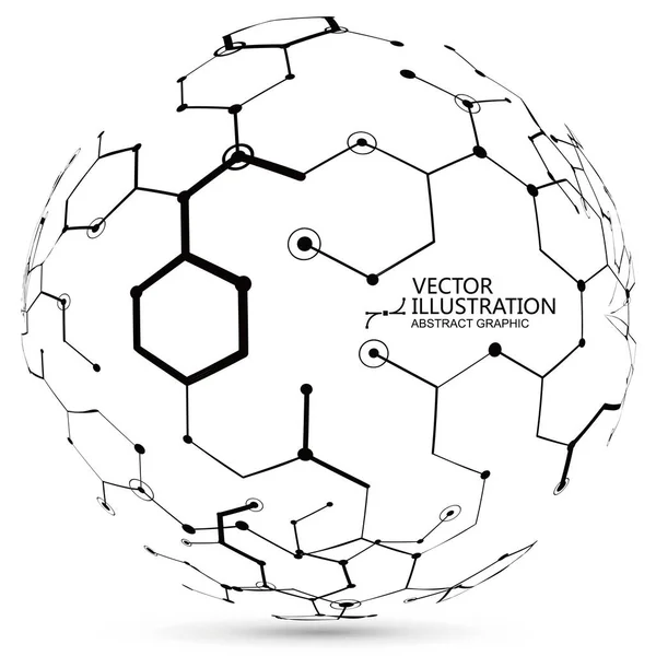 Structure Moléculaire Composée Sphères Graphisme Abstrait — Image vectorielle