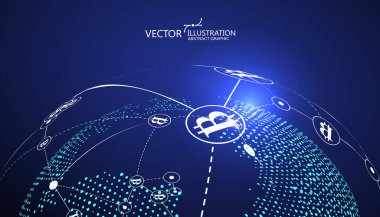 Elektronik ödeme, blok zinciri konsepti, internet finansmanı, vektör illüstrasyonu.
