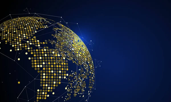 Golden Dots Make World Symbolizing Thriving World Economy Vector Illustration — Stock Vector