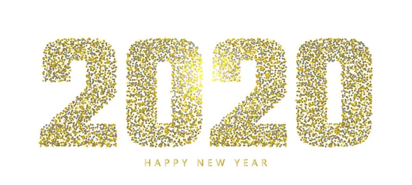 2020 Composed Golden Particles Font Design — Stock Vector