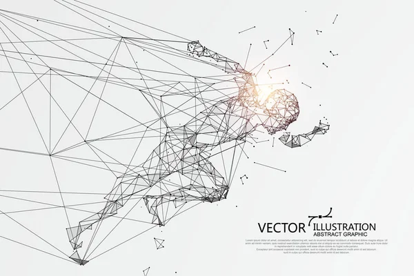 Люди Бегущие Через Интернет Сетевое Соединение Превратилось Векторную Иллюстрацию — стоковый вектор