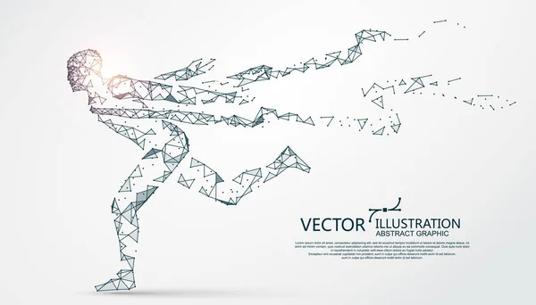 Corredores Llegando Meta Composición Punto Línea Ilustración Vectorial — Vector de stock