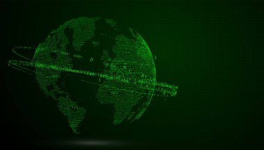 Dünya dijital kodlardan, bilim ve teknoloji soyut grafiklerinden oluşur..