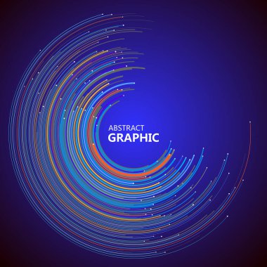 Renkli çember çizgilerinden oluşan soyut çember grafiği, vektör illüstrasyonu.