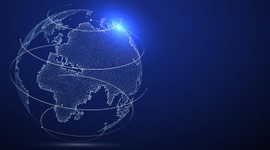 3D dünya grafiği küresel ticareti, vektör illüstrasyonunu simgeliyor.