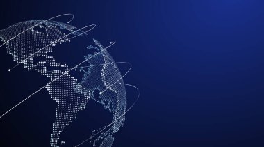 3D dünya grafiği küresel ticareti, vektör illüstrasyonunu simgeliyor.
