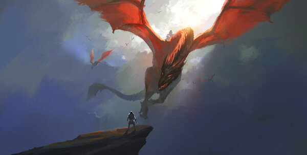 Greet the final battle alone, digital painting.