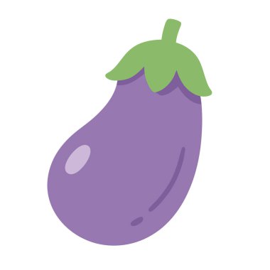 Mor parlak patlıcanların düz vektör çizimi sağlıklı yemek, yemek pişirme ve sebze sanatı için birebir..