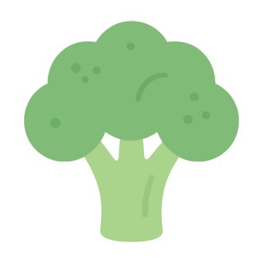 Minimum düz vektör tarzında yeşil brokoli taç çizimi. Sağlıklı beslenme tasarımları, tarif kartları, market reklamları, beslenme kavramları, web grafikleri ve ambalajlama için mükemmel..