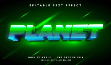 Modern tarzda düzenlenebilir gezegen vektör metin efekti
