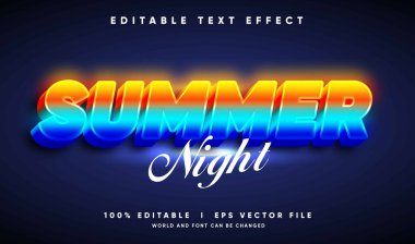 Modern tarzda düzenlenebilir yaz gecesi vektör metin efekti