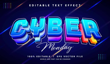 Modern stil ile düzenlenebilir siber pazartesi 3d vektör metin efekti