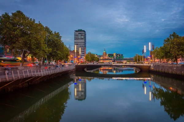 Beautiful panoramic night view over downtown in Dublin city, Ireland