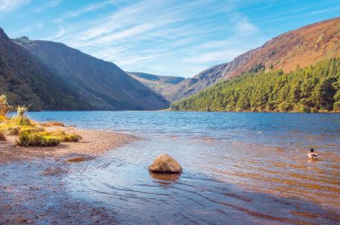Glendalough, Wicklow Dağları - İrlanda üst gölde sabah