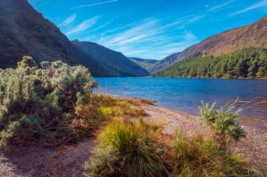 Glendalough, Wicklow Dağları - İrlanda üst gölde sabah