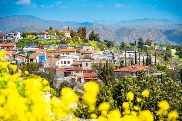 Vista Incrível Famoso Vale Destino Turístico Pano Lefkara Aldeia Larnaca — Fotografia de Stock