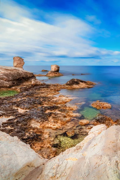 Grottes Marines Sur Littoral Baie Corail Chypre Peyia District Paphos — Photo