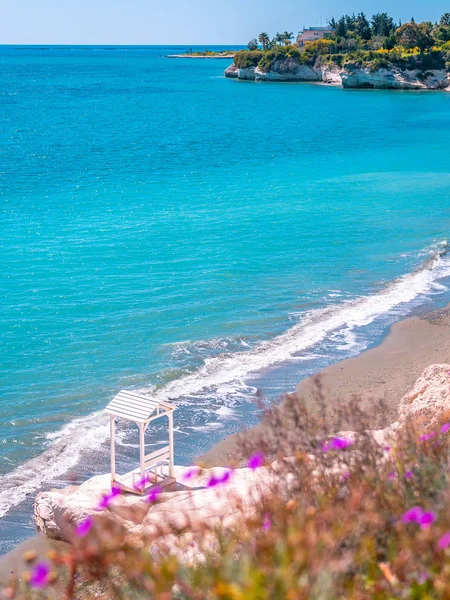 Hermosa Vista Verano Sobre Acantilados Blancos Mar Agua Azul Turquesa — Foto de Stock