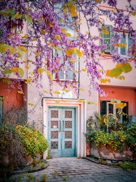 Beautiful old colonial architecture with colorful doors and windows in the old town of Nicosia, Cyprus