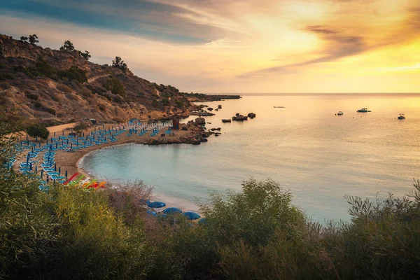Beautiful Beach Konnos Bay Cape Greko Natural Park Cyprus — Stock Photo, Image