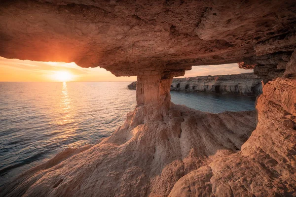 Cuevas Marinas Parque Nacional Cape Greko Cerca Ayia Napa Protaras — Foto de Stock