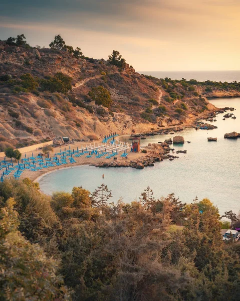 Cape Greko Doğal Parkındaki Konnos Körfezi Nin Güzel Plajı Kıbrıs — Stok fotoğraf