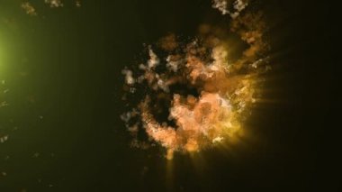 Peri masalı aydınlanması. Hayal ürünü bir galaksinin altın spiral havai fişekleri